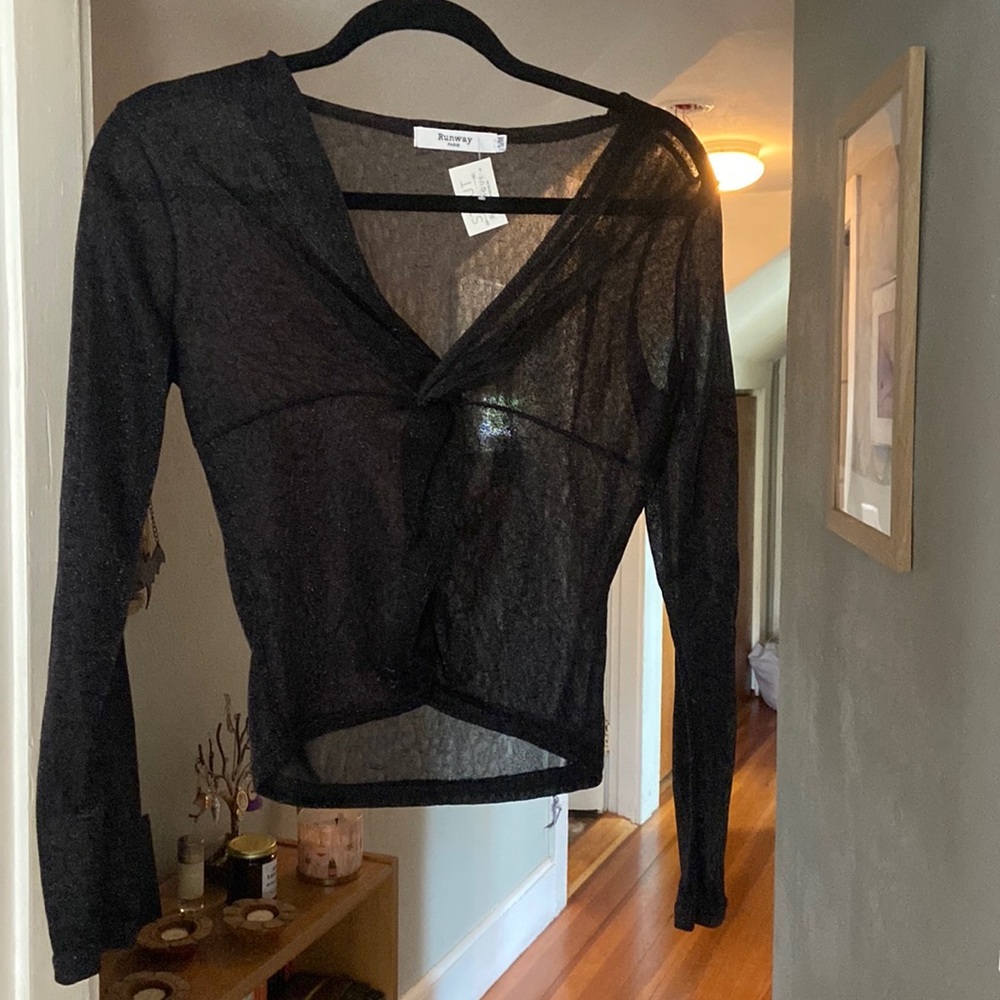 S/M sheer black long sleeve shirt